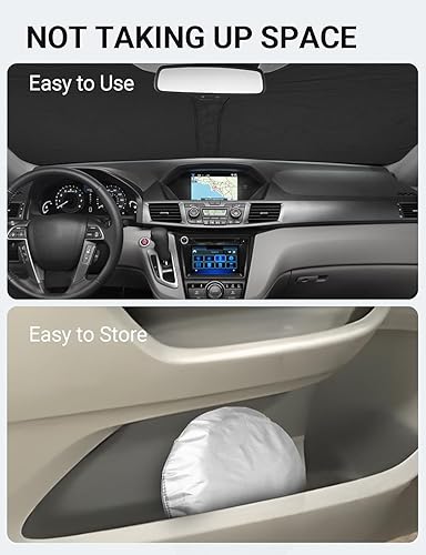 Vista 131 de Proadsy Parasol para parabrisas para BMW X1 F48 2016-2022 de 4 capas plegable, protector de parasol frontal que bloquea los rayos UV y mantiene