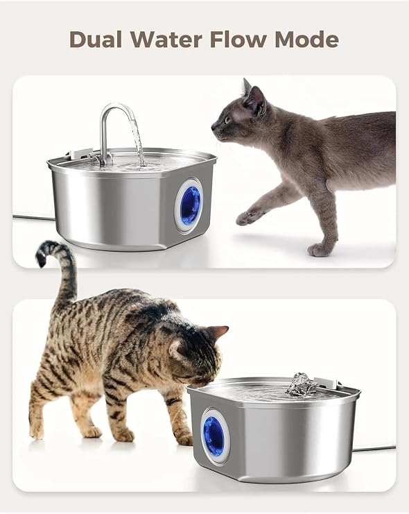 3.2L Stainless Steel Automatic Water Spring For Cat Dog With Water Level Indicator Water Fountain Without Motion Sensor