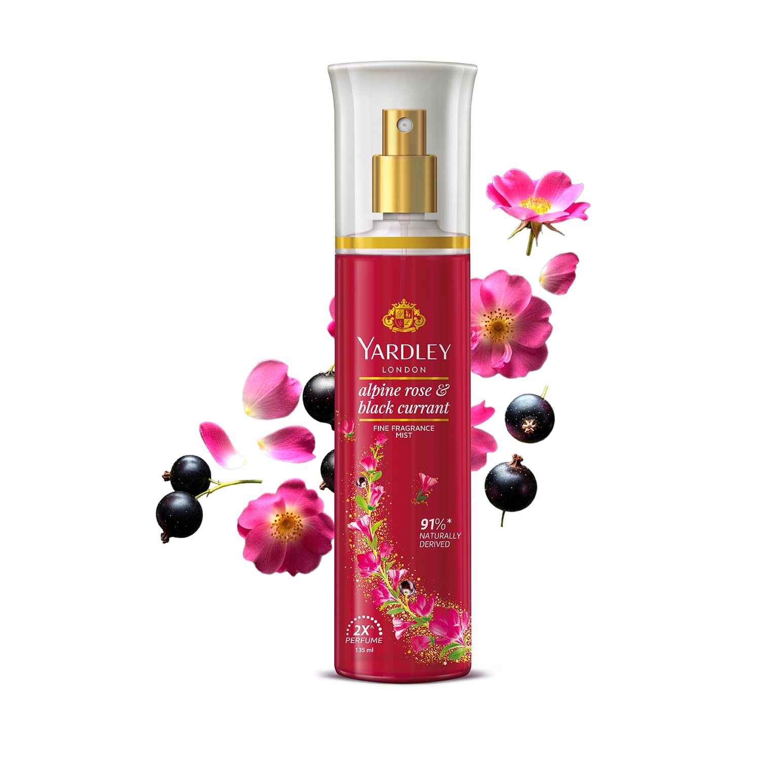 Yardley London Alpine Rose & Black Currant Fine Fragrance Mist Spray| 2X Perfume Spray For Women| 91% Naturally Derived| 135ml Yardley London Alpine Rose & Black Currant Fine Fragrance Mist Spray| 2X Perfume Spray For Women| 91% Naturally Derived| 135ml