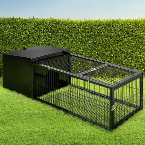 metal rabbit hutch access doors and slide-out cleaning tray