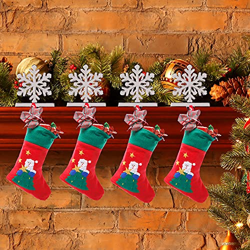 Waenerec Snowflake Christmas Stocking Holder Sturdy Silver Metal Fireplace Mantel Stocking Holder Stand 3D Snowflake Stocking Hangers for Xmas Holiday New Year Party Home Decoration(1PCS)