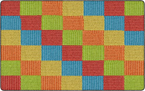 Flagship Carpets Basketweave Blocks Carpet Rug for Home or School Learning Area, Children's Classroom, Kid's Bedroom or Playroom, 7'6