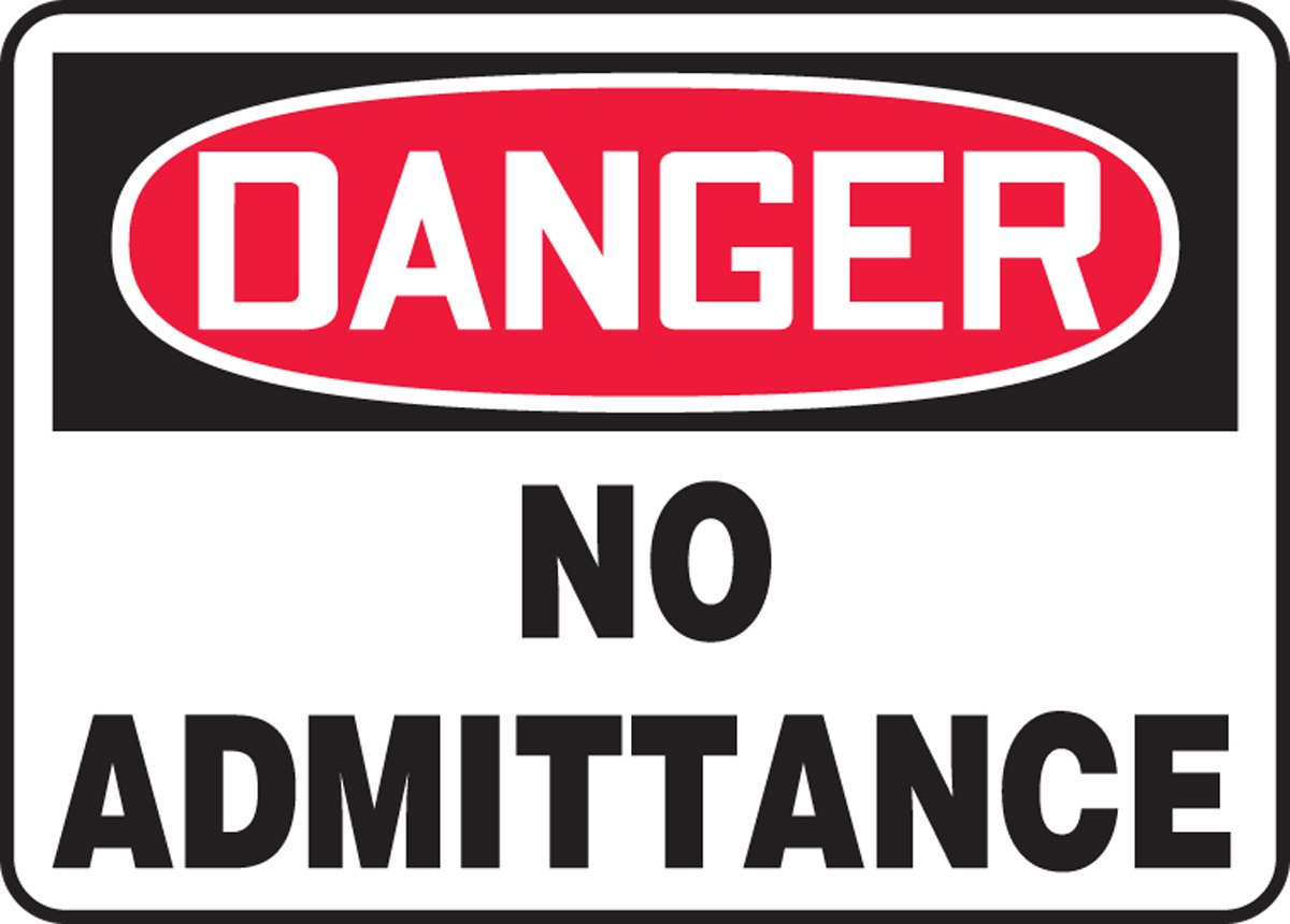 Plaque danger accès interdit plastique blanc rouge noir 7x10