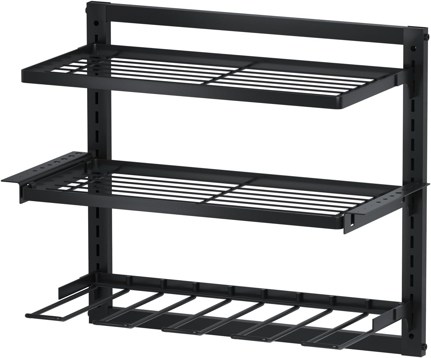 JEFEE Heavy-Duty Wall Tool Organizer Power Tool Organizer Garage Tool Storage Rack Utility Racks Wall Rack Black…