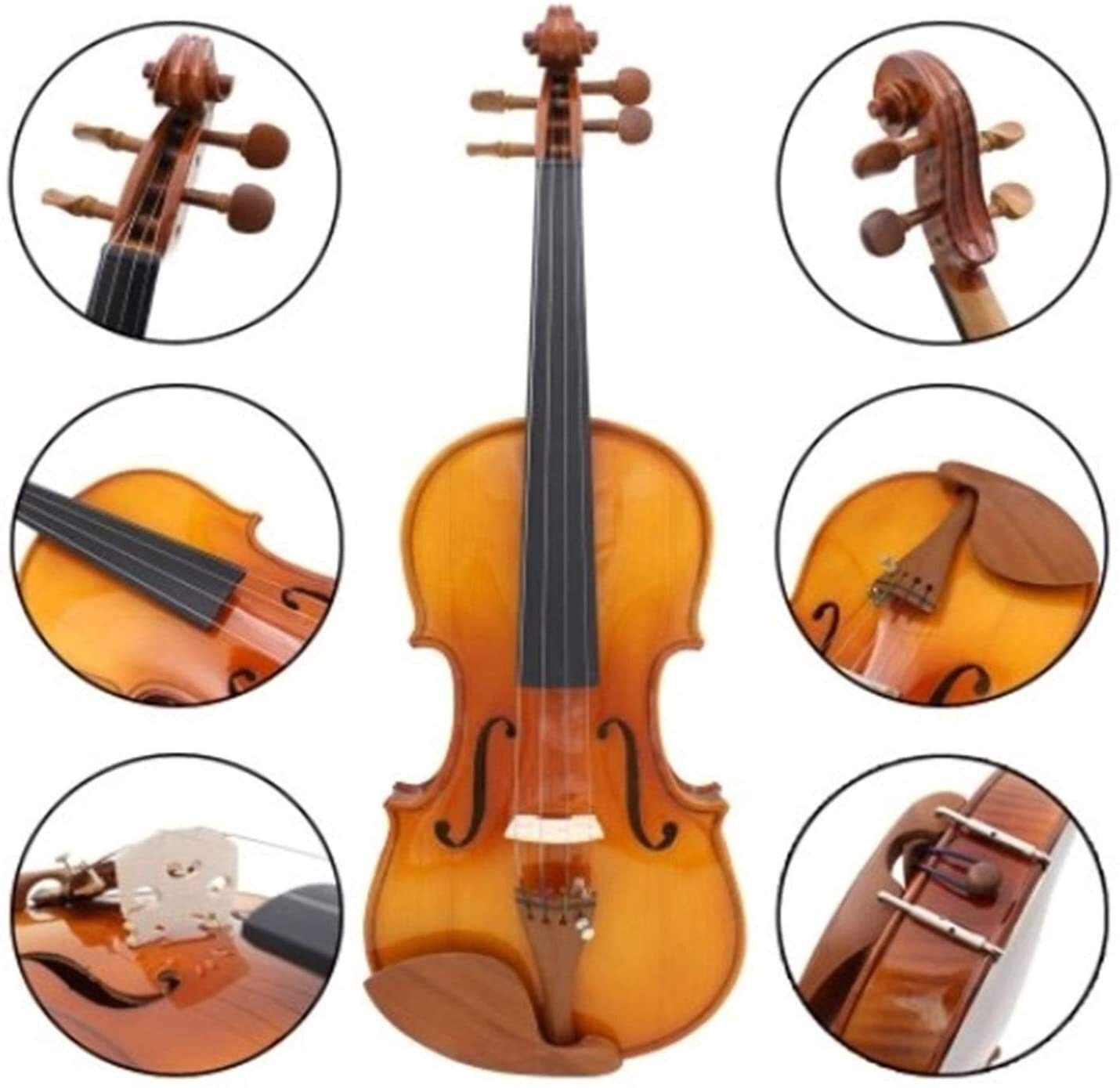 Violino standard da studente, per principianti, Violino Full Size Acustico Naturale Legno Massello Abete Fiamma Acero Impiallacciatura Violino Violino for Principianti Studente Esecutore Parti In Legn