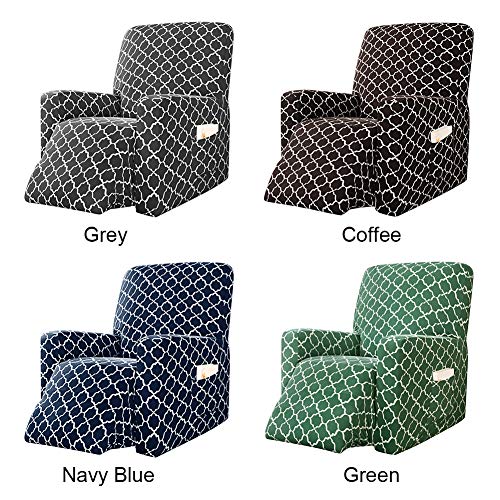Recliner Chair Cover, Ybenwl Reticulated Pattern Washable Fabric Stretch Replacement Soft Couch Sofa Cover Slipcover Elastic Bottom For Bedroom Living Room Office Hotel (Navy Blue) #TOP3