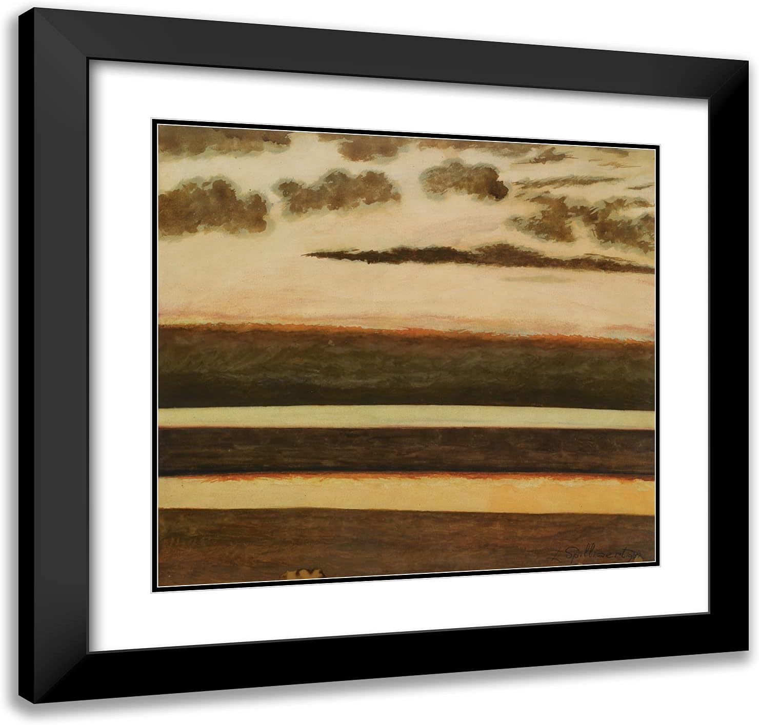 ArtDirect Spilliaert, Leon 21x20 Gold Ornate Framed Art Print with Double Matting Titled: A Sun Set