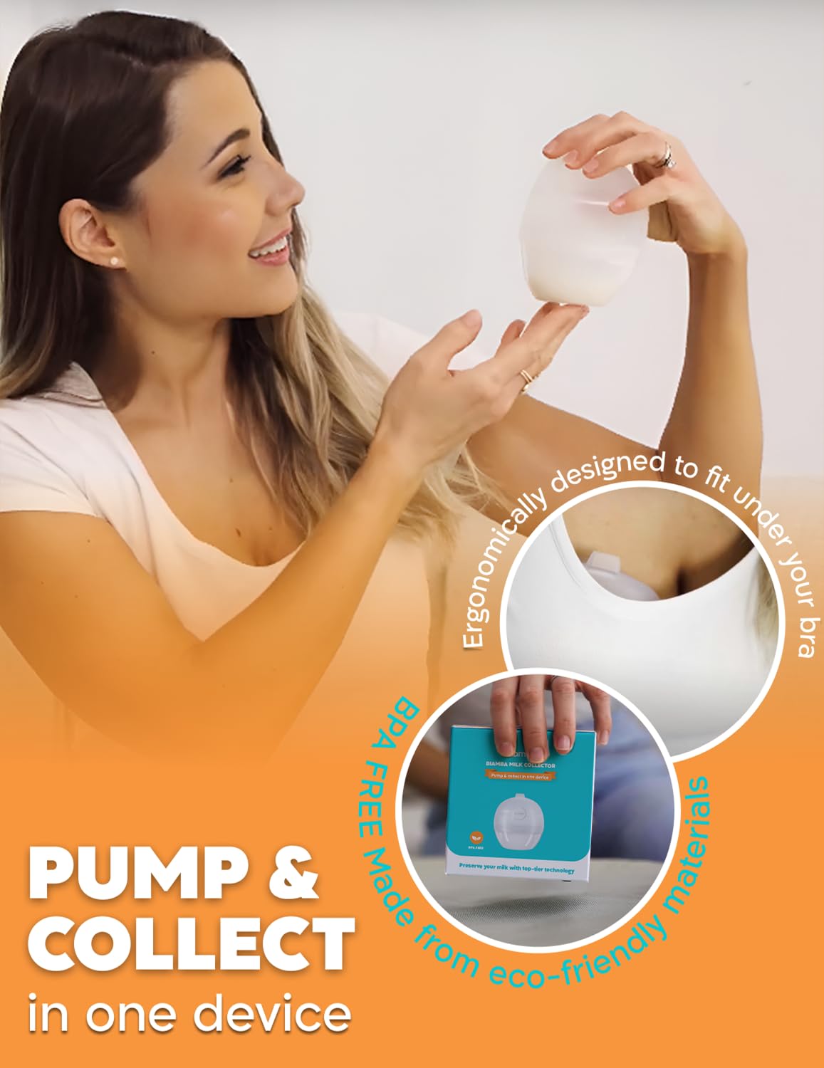 Silikon Muttermilchsammler - 2-in-1 Silikon Manuelle Milchpumpe & Milchsammler zum Stillen, tragbar & freihändig, auslaufsicher & leise Saugen, verstellbares Ventil, Einzelpackung
