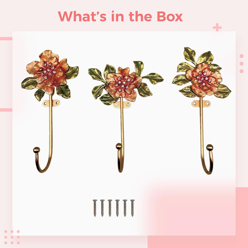 Ganci decorativi smaltati arancioni – Set di ganci da parete in lega di zinco per cappotti, chiavi e accessori (misure assortite, set da 3 pezzi)