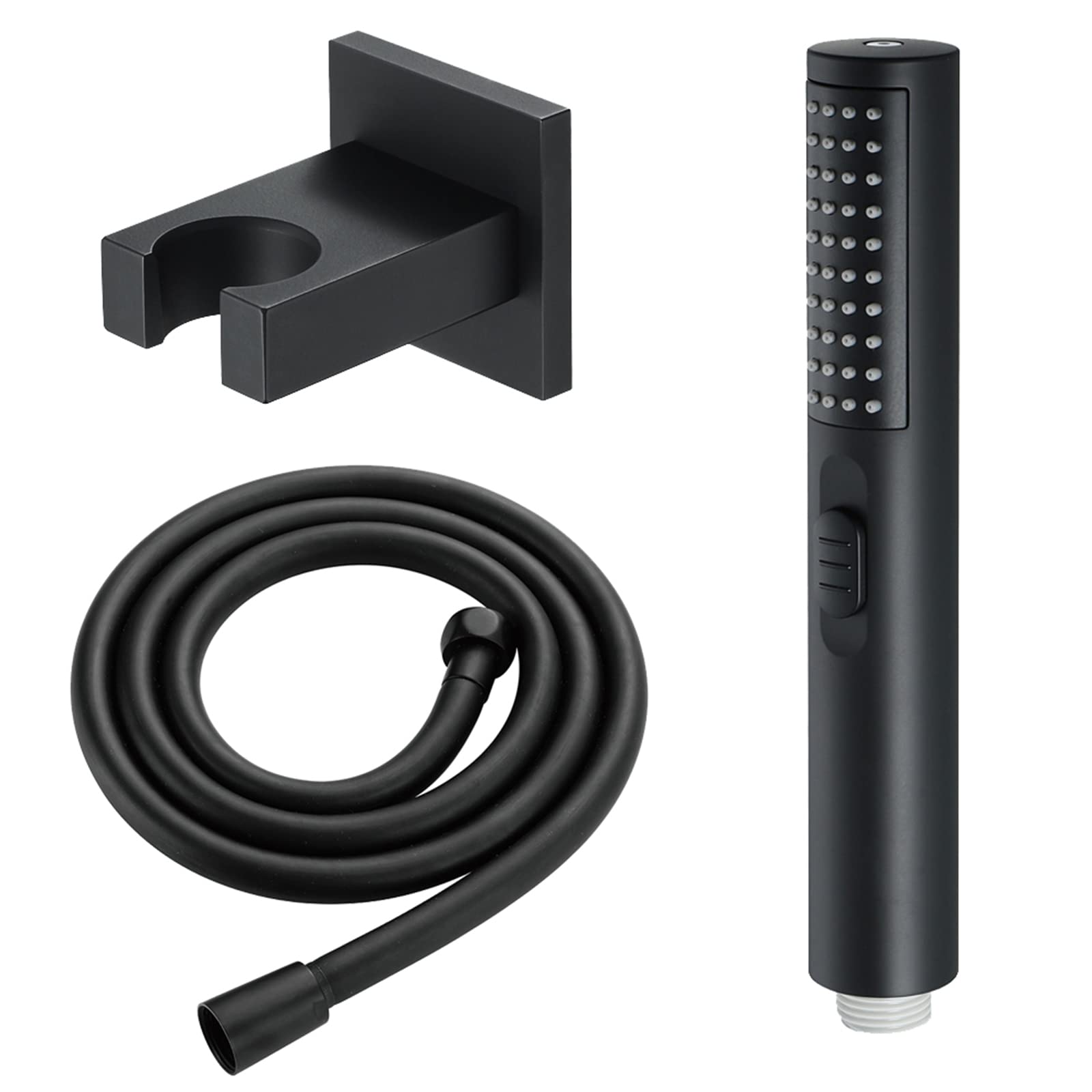 Pomme de douche haute pression noire ABS avec flexible 150cm et support - 8