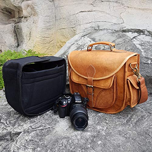Leather Camera Bag, Street Photography Crossbody Shoulder Handbag With Removable Insert, Fits Standard Size Dslr With Lens, Brown #TOP6