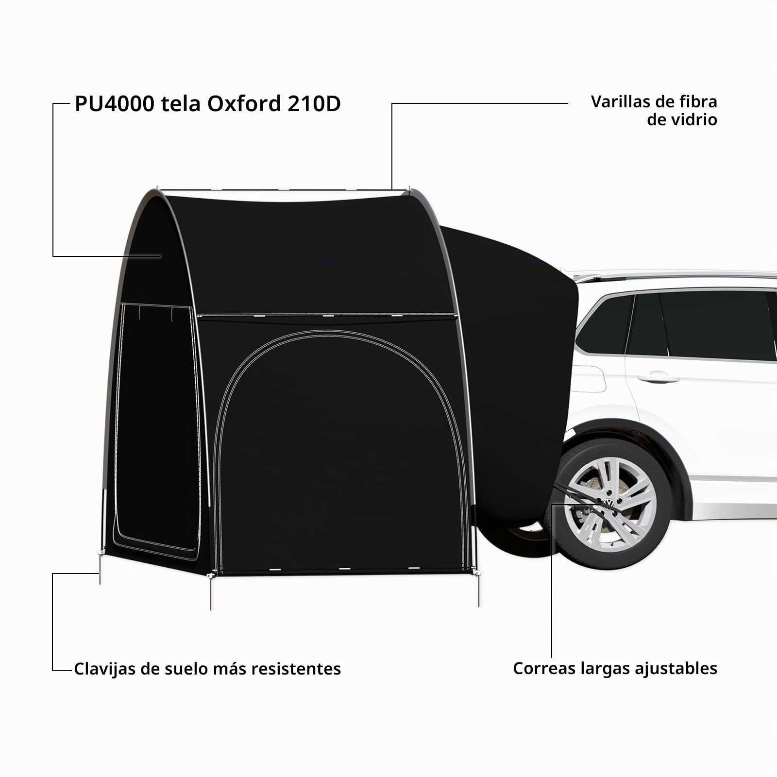 Toldo para Coche Tiendas de Campaña para Maletero de SUV, Tienda de Campaña para Coche, Tienda de Campaña Universal para Puerta Trasera EU-QCZP-BK