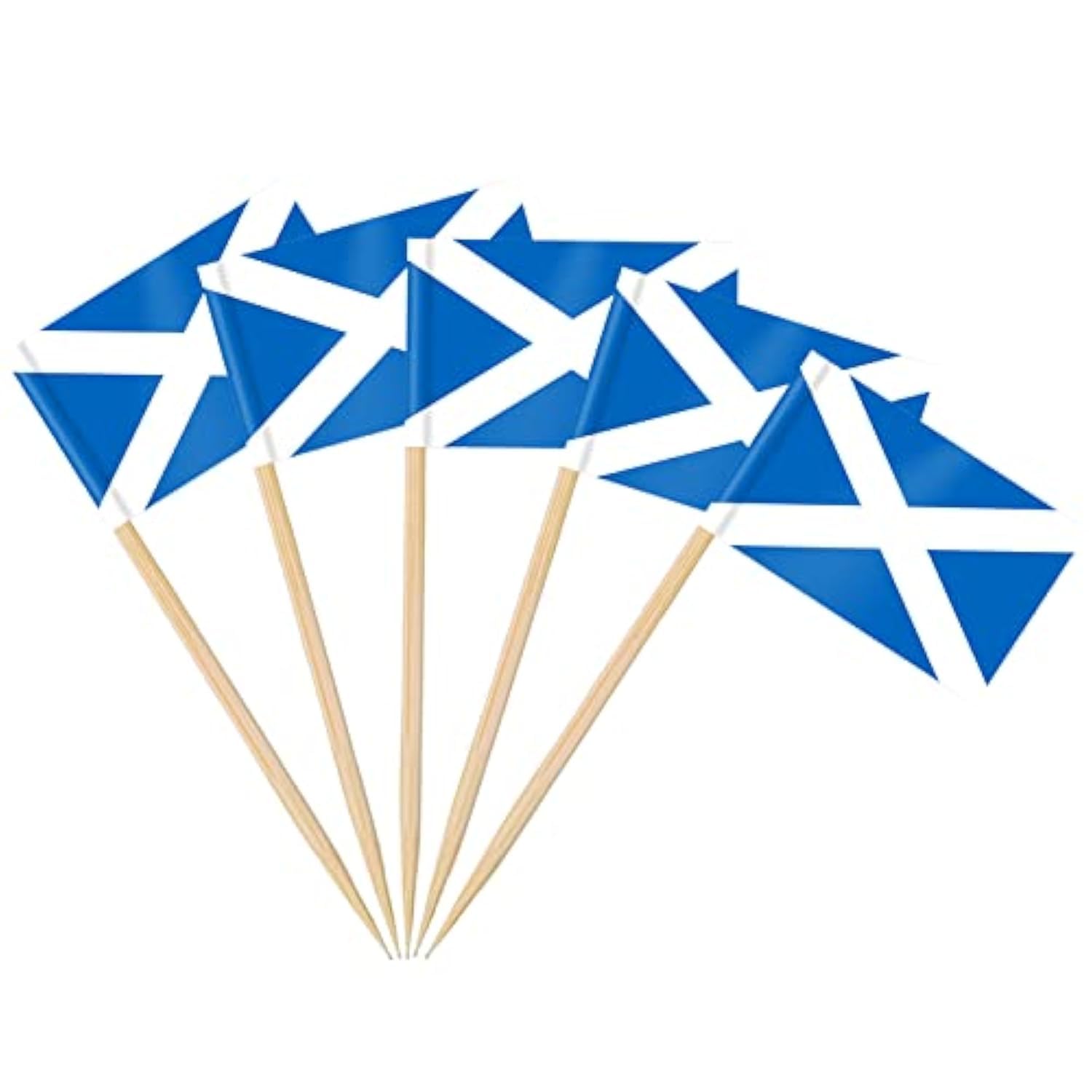 AhfuLife 200pcs Scotland Toothpick Flags Cake Toppers for Burns Night Decorations, Scottish Cocktail Stick Flag for Sandwich Food Cupcake Toppers Tableware St Andrew's Day World Cup Party Decor — image 1