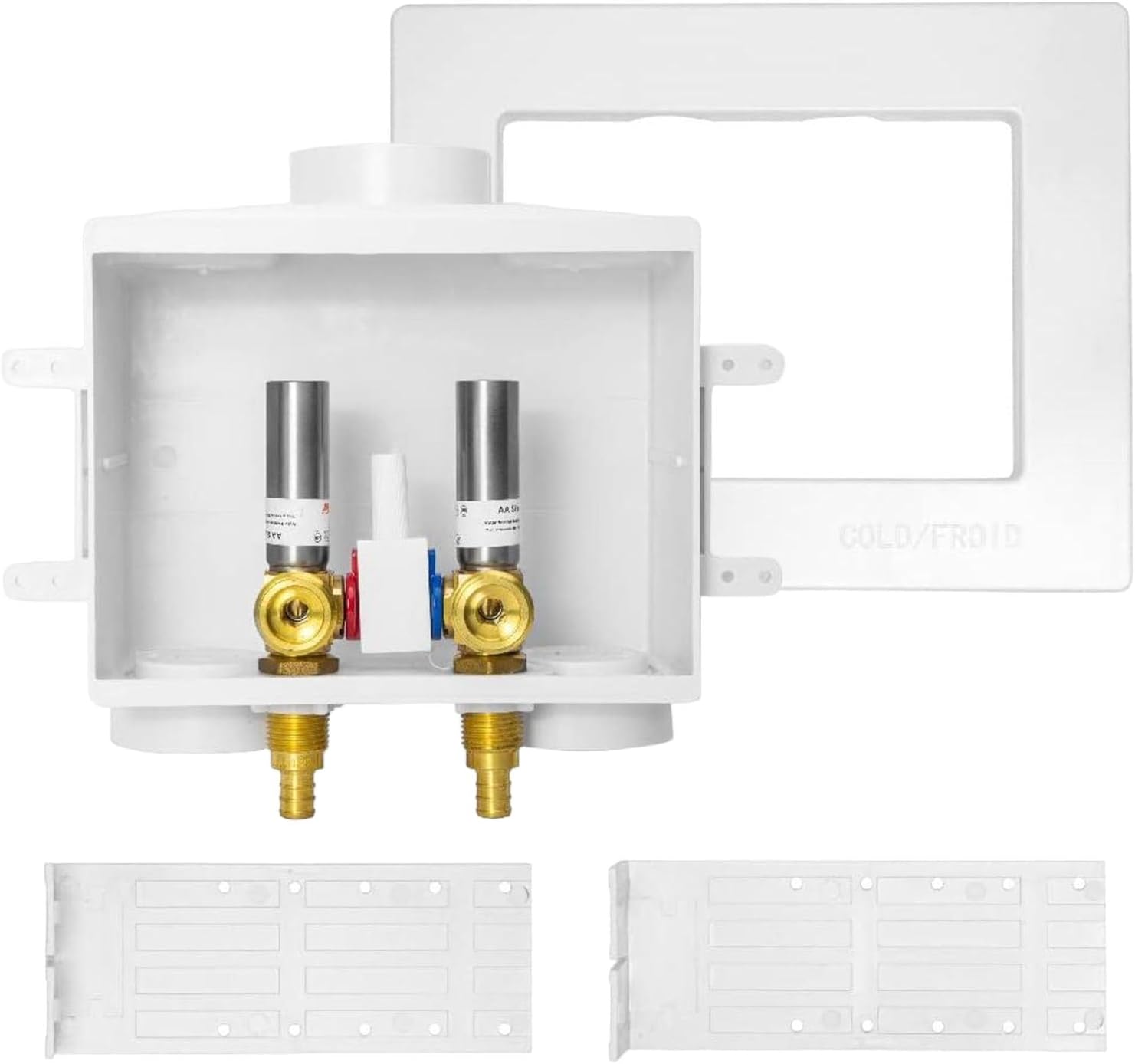 EFIELD Double Drain1/2 Inch PEX Crimp Connection x 3/4 Inch MHT Washing Machine Outlet Box with Stainless Steel Water Hammer Arrestor,(WM046)