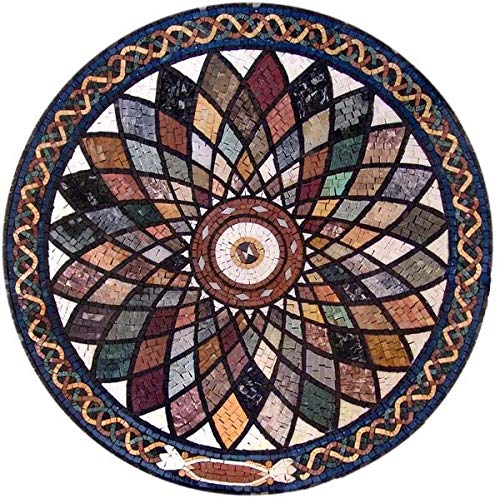 Mozaico - Round Marble Mosaic Medallion Artwork Handmade Decorative Tiles | Mosaic Designs | Mosaic Artwork | Mosaic Wall Art Floor Inlay By Mozaico | Handmade Mosaics | 24" X 24" #TOP24