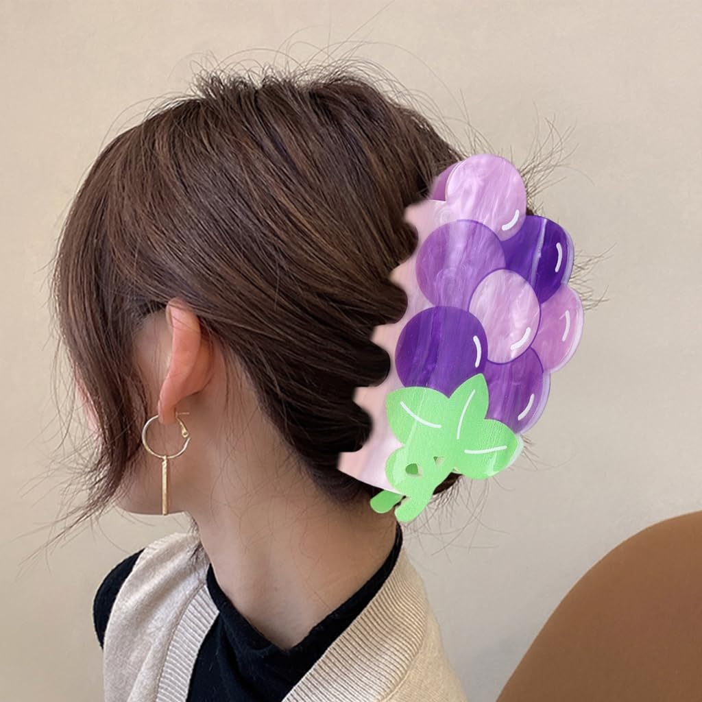 Fashionable Acrylic Hair Claw Clip Fruit Theme Design Hair Clamp Spring Hair Holder For Women Daily and Vacation Wear image 4