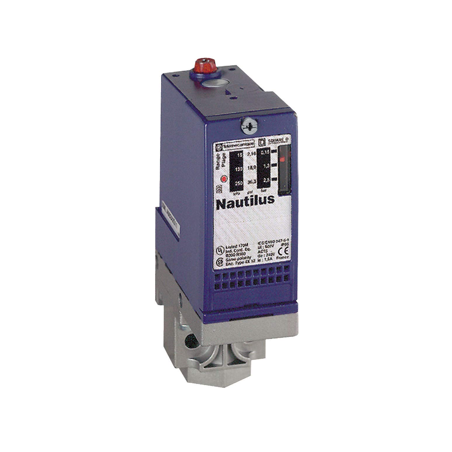 Schneider Electric XMLA004A2S11 XMLA Détecteurs pour Contrôle de Pression, 4 Bar, 113 mm Hauteur, 35 mm Largeur, 75 mm Profondeur, 0.1-​3 A, 300-​500V
