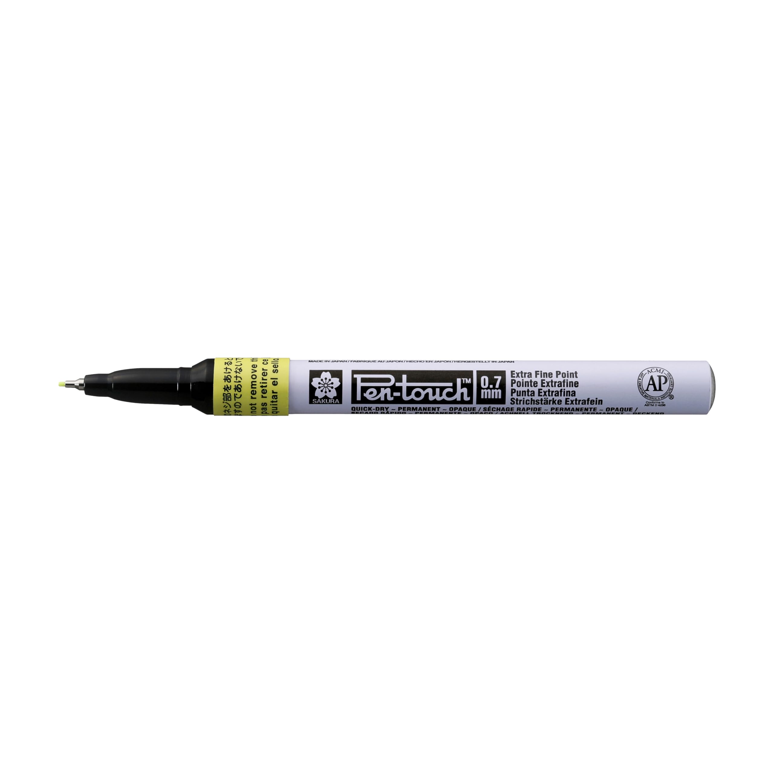 SAKURA Pen-Touch Extra Fine Marker - Fluorescent Yellow - 0.7 mm Line - Writes on Various Surfaces - Suitable for Industrial Use - Pigment Solvent-Based Ink