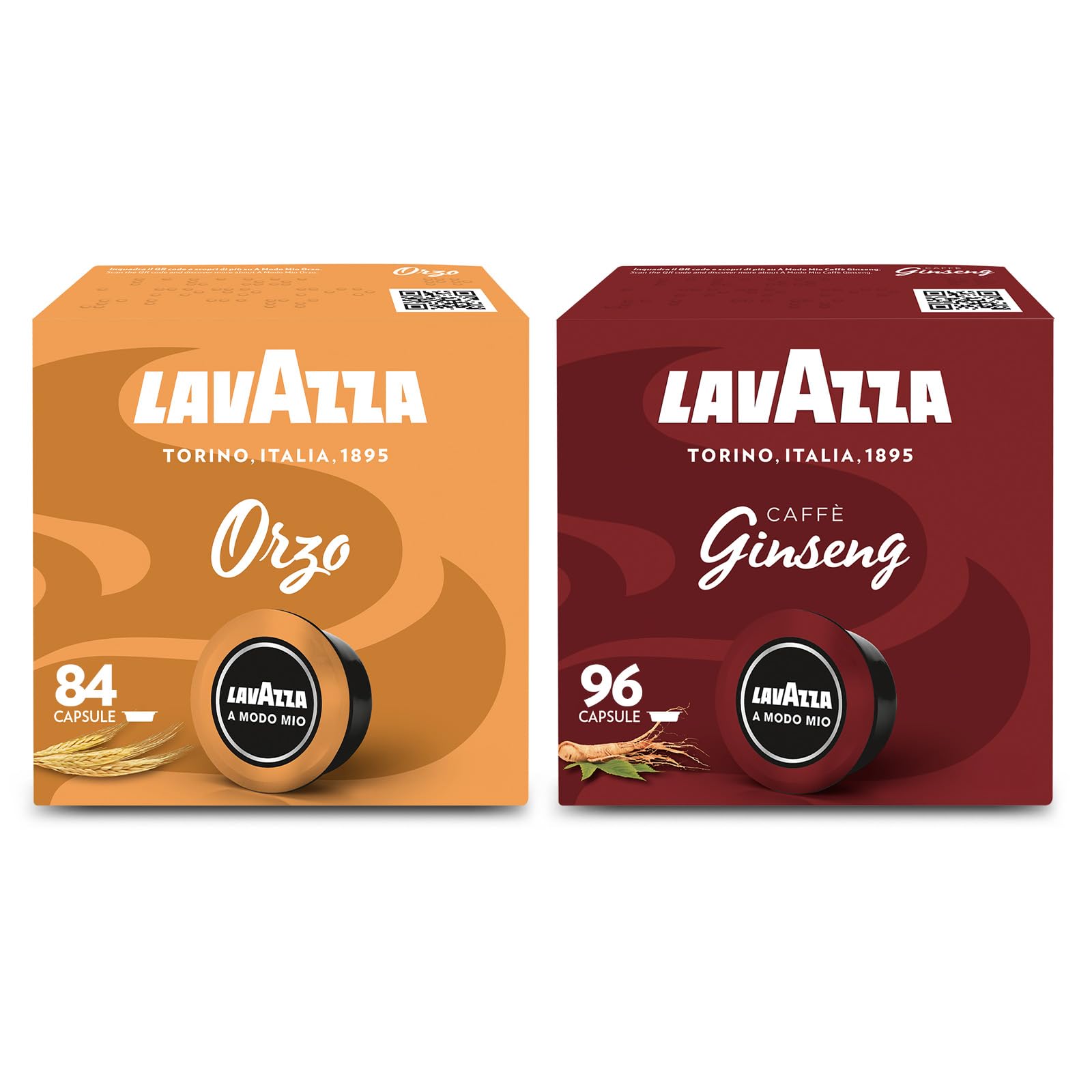Lavazza, Capsule Caffè Gusti Assortiti, 180 Capsule A Modo Mio, Orzo x 84, Ginseng x 96, Ideali per Caffè Espresso e Cappuccino