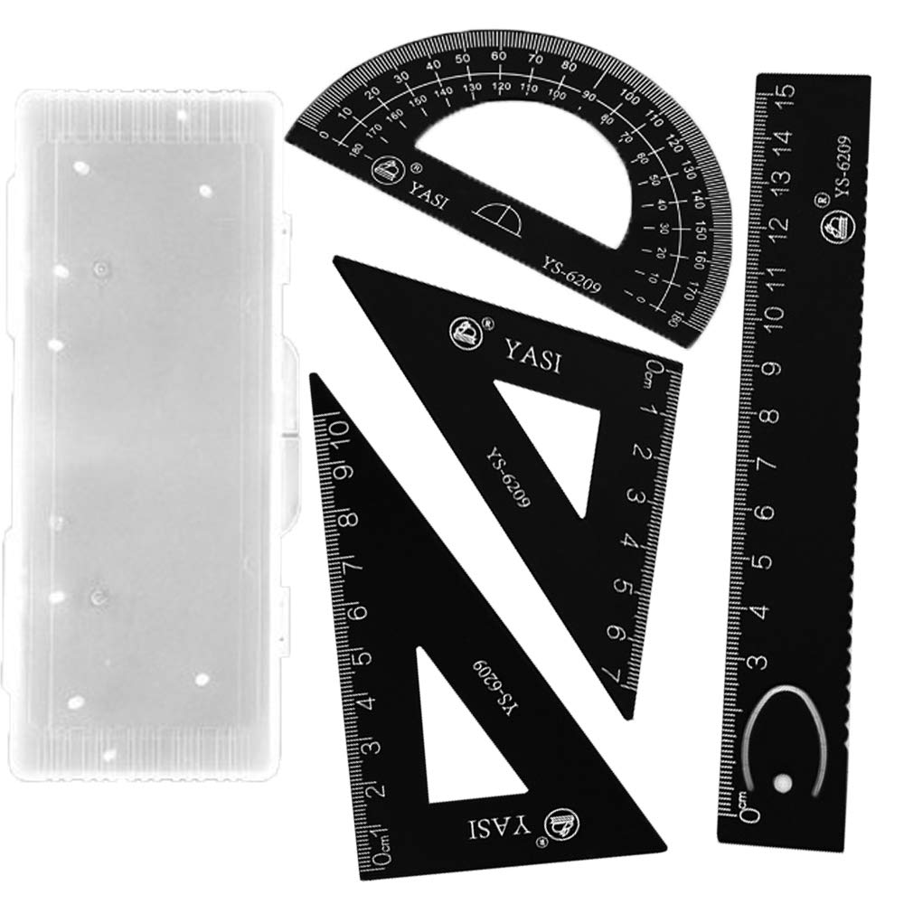 Bullet Journal Aluminum Alloy 4-Piece Drawing Ruler Set With Protractor ...