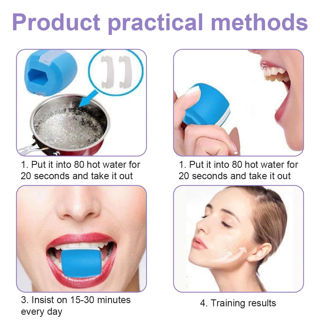4 pcs Entraîneur de mâchoire pour Le Visage Exercice de la mâchoire pour façonner la mâchoire tonifiant Le Menton Masseur Musculaire pour renforcer la mâchoire Exercice à mâcher