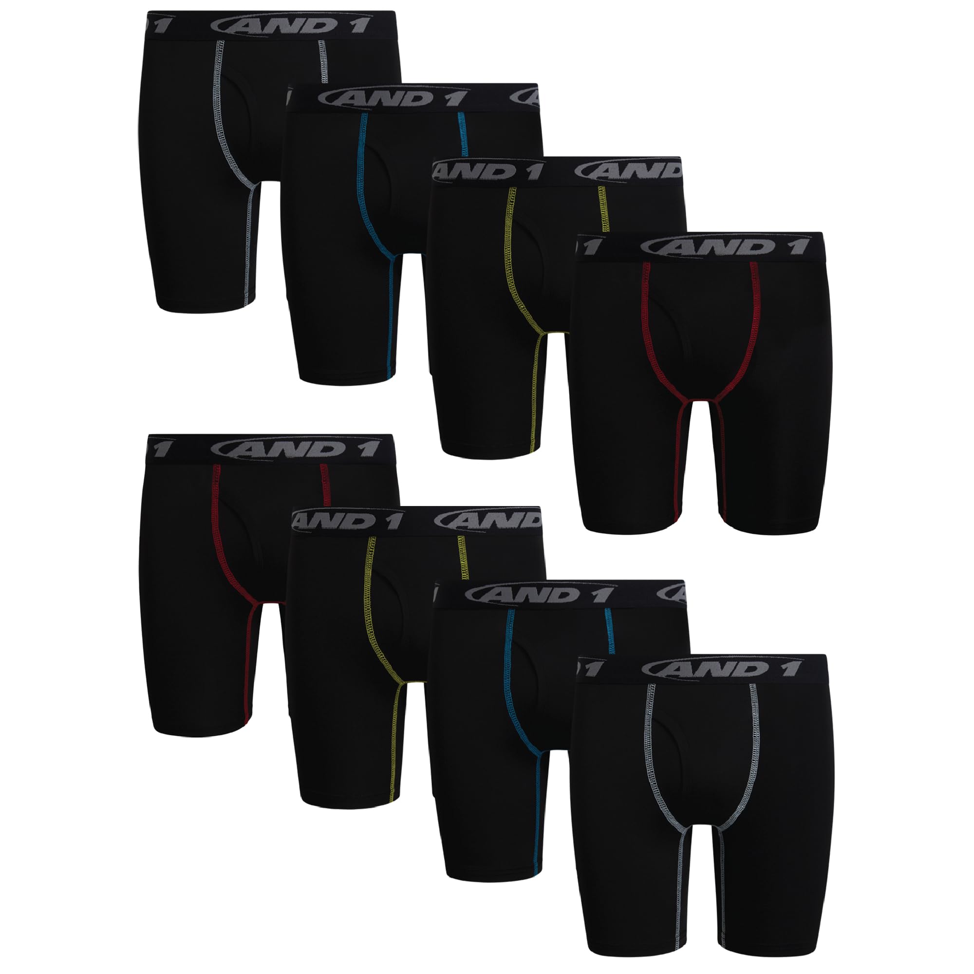 AND1 Boys Boxer Briefs - 8 Pack Performance Long Leg Boys Underwear Boxers with Functional Fly Pouch 6