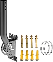 Vista 1 de Soporte de antena universal, poste ajustable resistente de 50 libras y soporte de montaje en J de pared, apto para antena de TV al aire libre