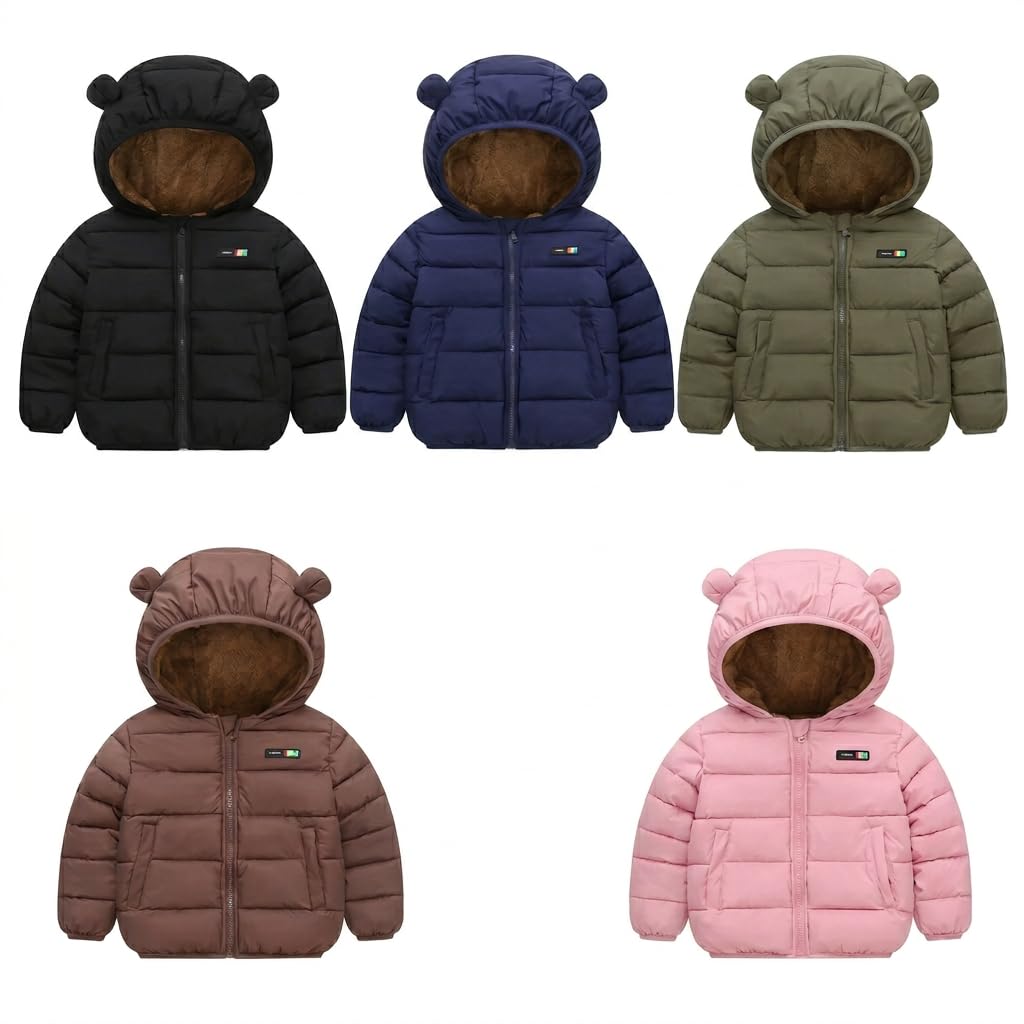 Générique Veste doudoune à Capuche Manteaux Doublure Polaire Parka Blouson pour enfant, bleu, 4 ans