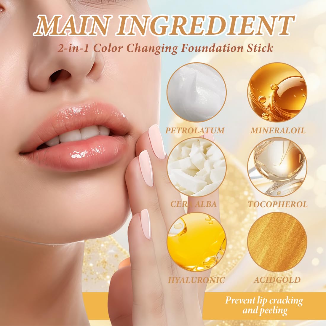 Lápiz labial con cambio de temperatura,Bálsamo labial transparente dorado,Cuidado,resistente al agua - LLápices (001) — view 3