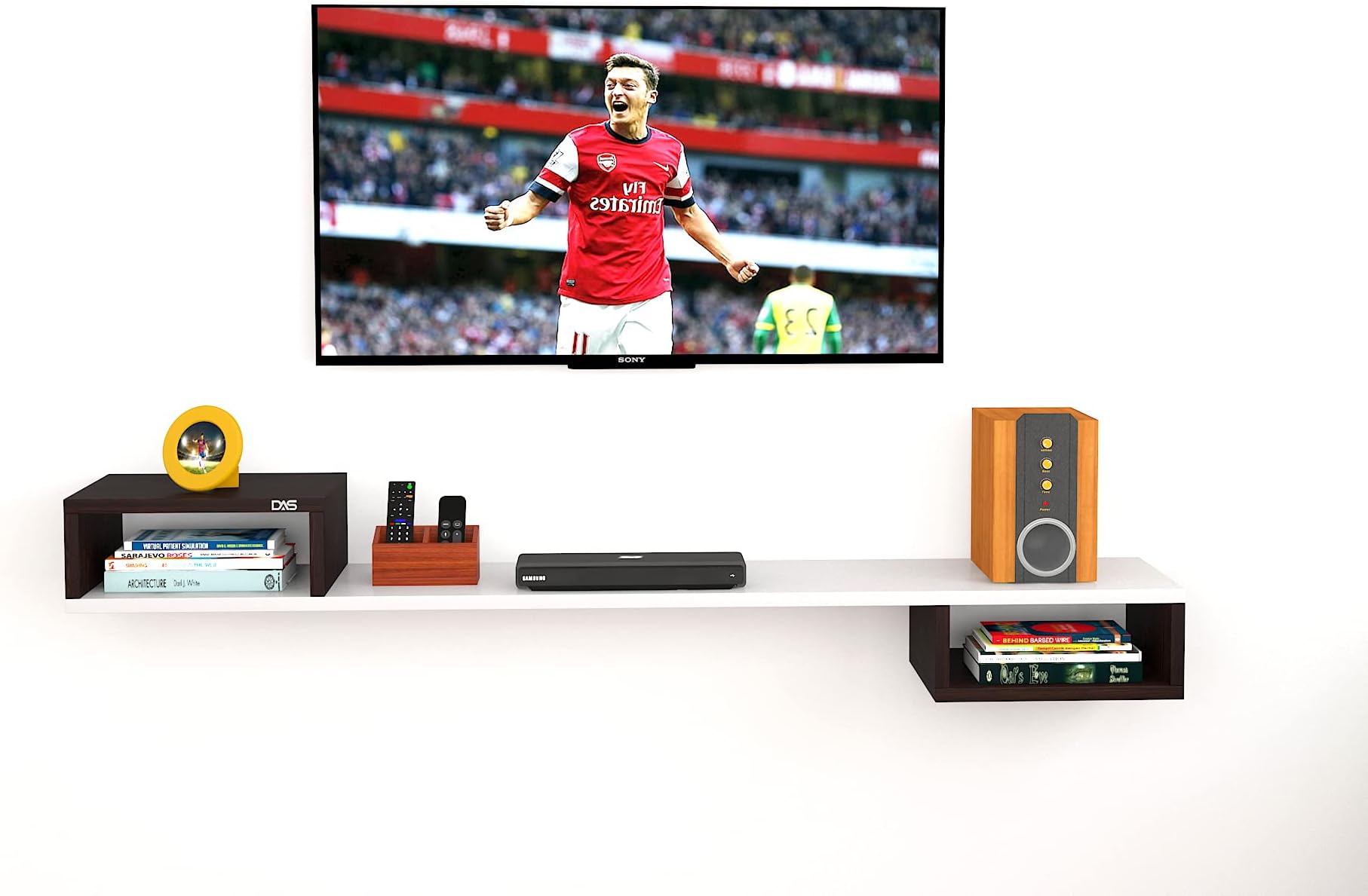 DAS Oscar Wall Mount TV Entertainment Unit/with Set Top Box Stand for Living Room Wenge & White (Ideal for up to 43") Screen