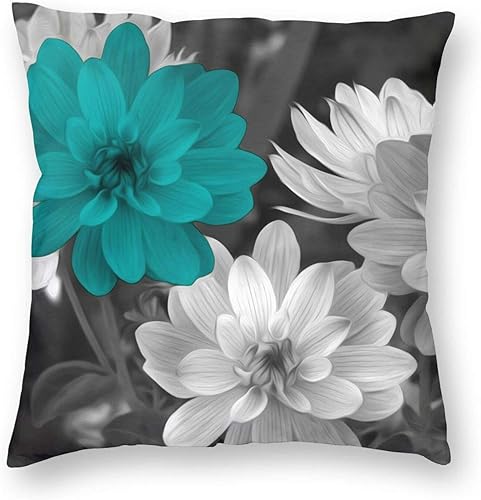 Fundas de almohada decorativas de 18 x 18 pulgadas, diseño de flores color verde azulado, para sofá, cama, automóvil, decoración del hogar