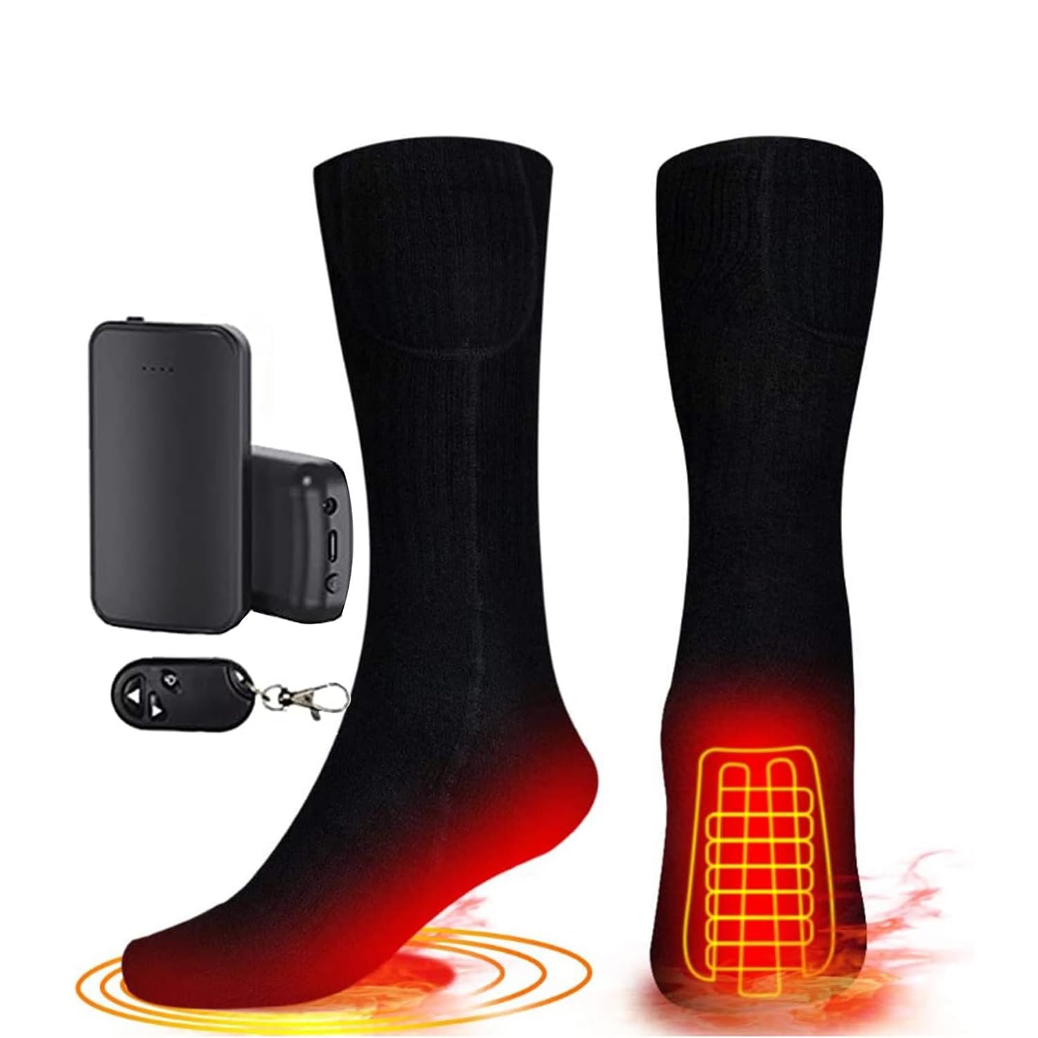 Calze riscaldabili con telecomando, calze riscaldabili con batteria 3,7 V, 4000 mAh, calze invernali in cotone, per uomo e donna, sci, caccia, pesca, equitazione, ciclismo, campeggio