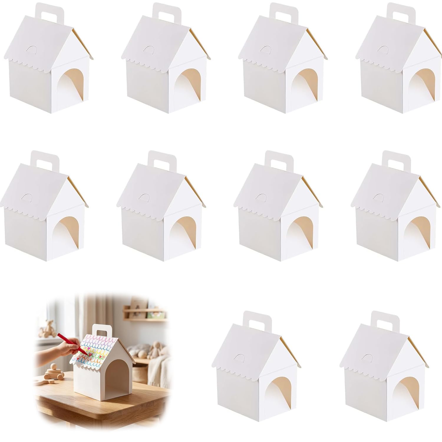 10 Elegant Gift Boxes,Cardboard House,pour Adopter un Chiot Cadeaux.