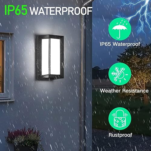 Miniatura 20 de Sytmhoe Lámpara de pared exterior del anochecer al amanecer, accesorios de pared exterior negros de 3000 K, aplique de pared exterior moderno, luz