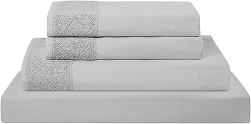 Miniatura 9 de Modern Threads Sábanas de encaje de ganchillo de microfibra suave, sábanas de microfibra de lujo, incluye sábana encimera, sábana bajera con