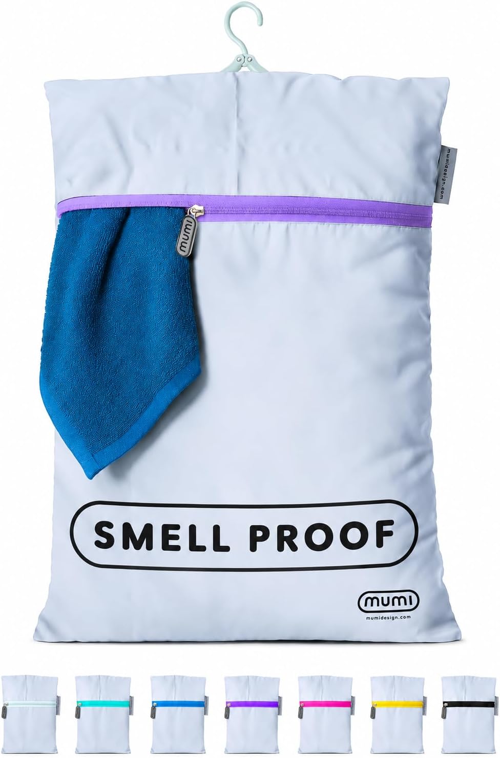 Smell-Proof Travel Laundry Bag with Folding Hanger, Purple