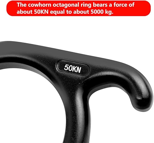 Miniatura 4 de 50KN - Figura de rescate, 8 descensores grandes de orejas curvadas y engranaje de rapel, dispositivo de seguridad para escalada en roca, pico de