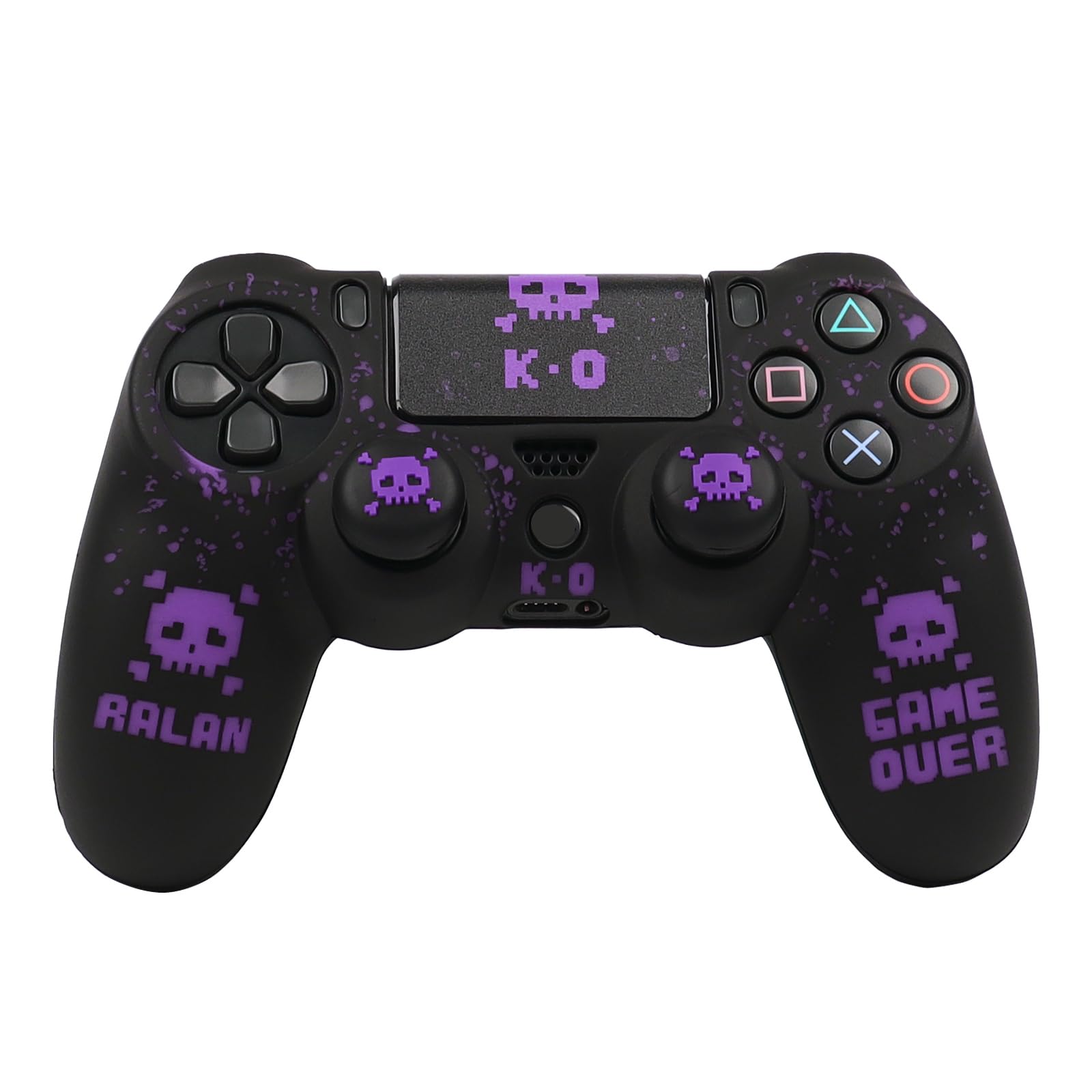 RALAN Pixelated Skull Design Controller Skin Cover with 2 Thumb Grips Compatible with PS4/Playstation 4 Slim/Pro Controller