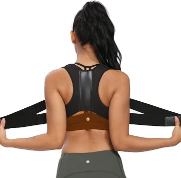 Adjustable Corset Posture Correction Belt Back Posture Corrector Shoulder Lower Back Pain Relief Thoracic Kyphosis Rounded Shoulders Posture Correction Relieve Back Pressure,Black,M