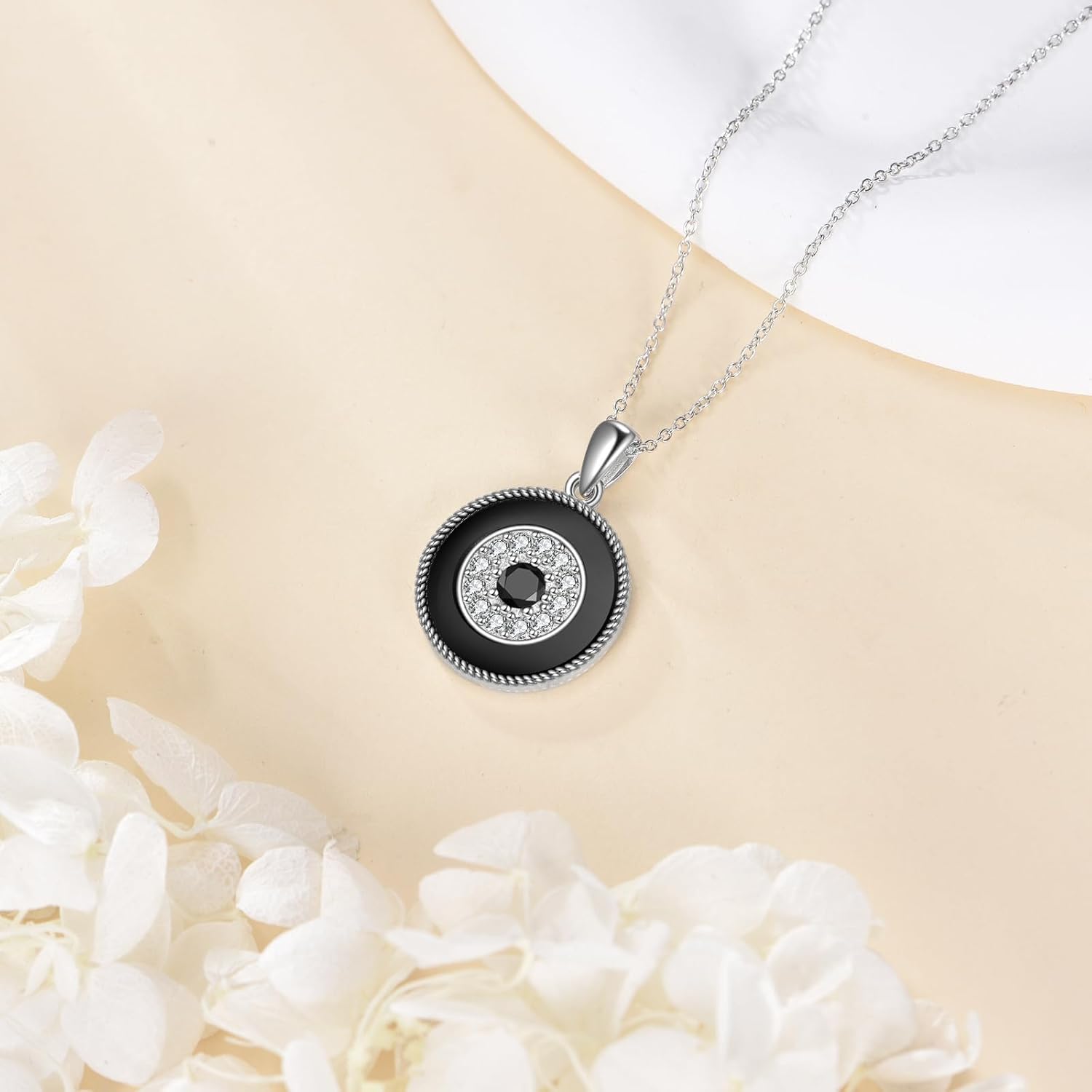 YFN Evil Eye Pendant Necklace for Women 925 Sterling Silver Greek Protection Jewelry with Blue Sapphire and Black Cz Amulet Gift - Image 6