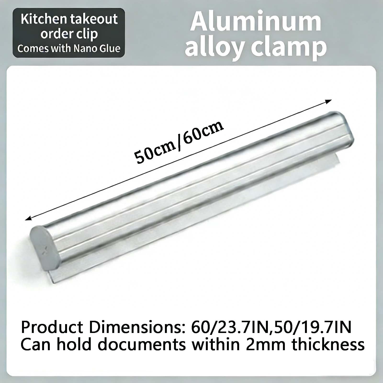 Gastronomie Bonhalter Bestellhalter Klemmleiste Zettelhalter für Hold Orders, Hergestellt aus einer Aluminiumlegierung, kein Bohren erforderlich, Küche Ticket, Notizleiste Selbstklebend.(60CM)