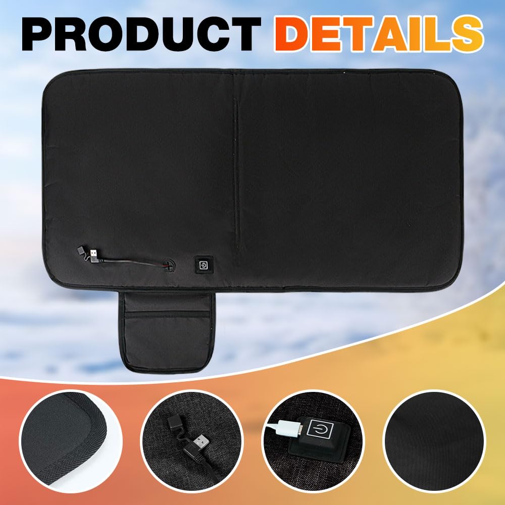 Asientos de Estadio con Calefacción, Cojín De Asiento Portátil Plegable, 3 Modos de Calefacción Ajustables para Oficinas, Salas de Juegos, Salas de Estar y Estadios (Negro)