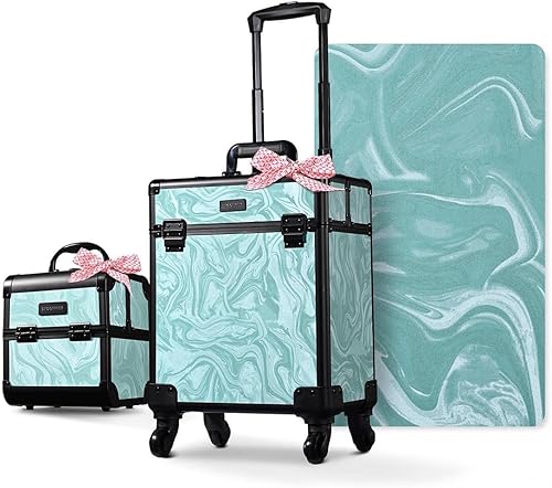 Vista 110 de BYOOTIQUE Cosmetology - Estuche rodante para almacenamiento de uñas, carrito de almacenamiento para maquillaje, maleta de peluquería de viaje