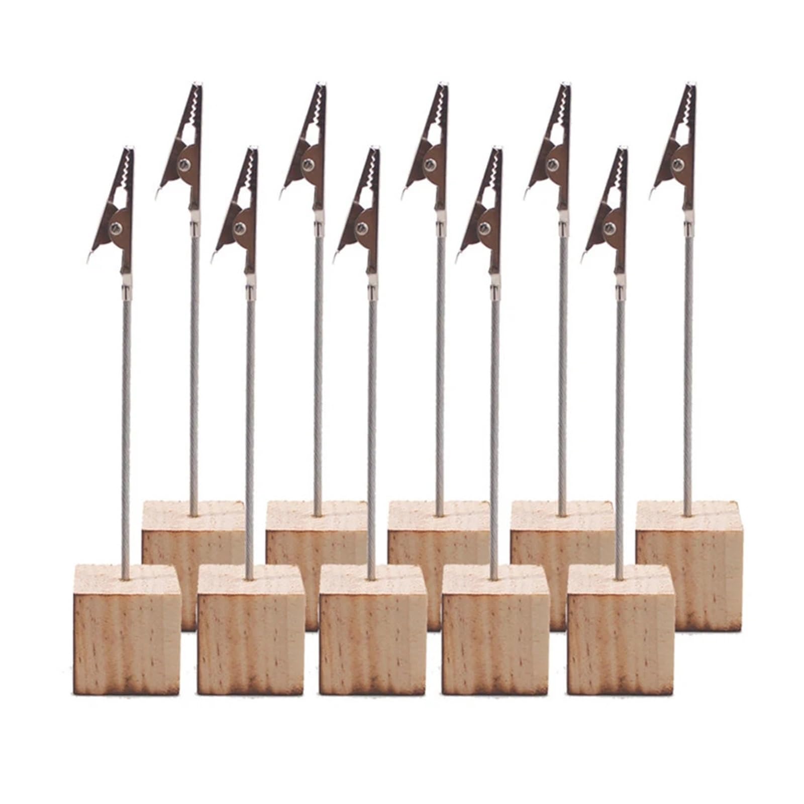 GOXQIT 20pcs Wood Metal Photo Clip Memo DIY Wires Picture Holder Table Stand For Party