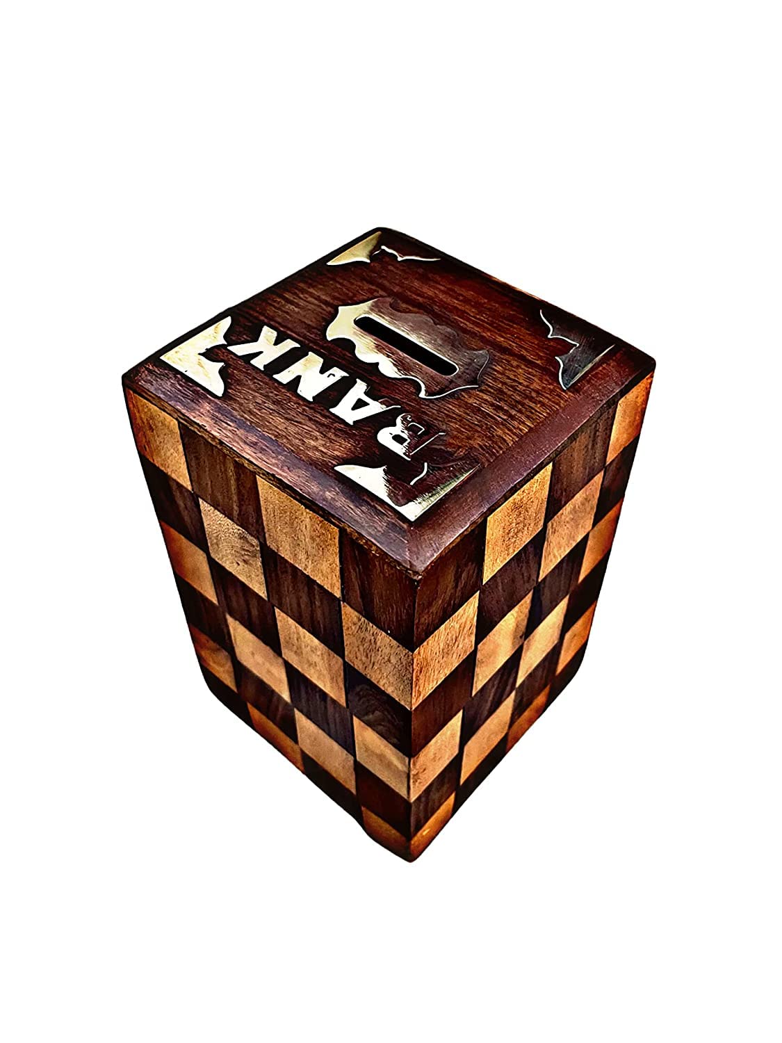 THE KRAFT MAN Handmade Square Chess Special Money Bank with Internal