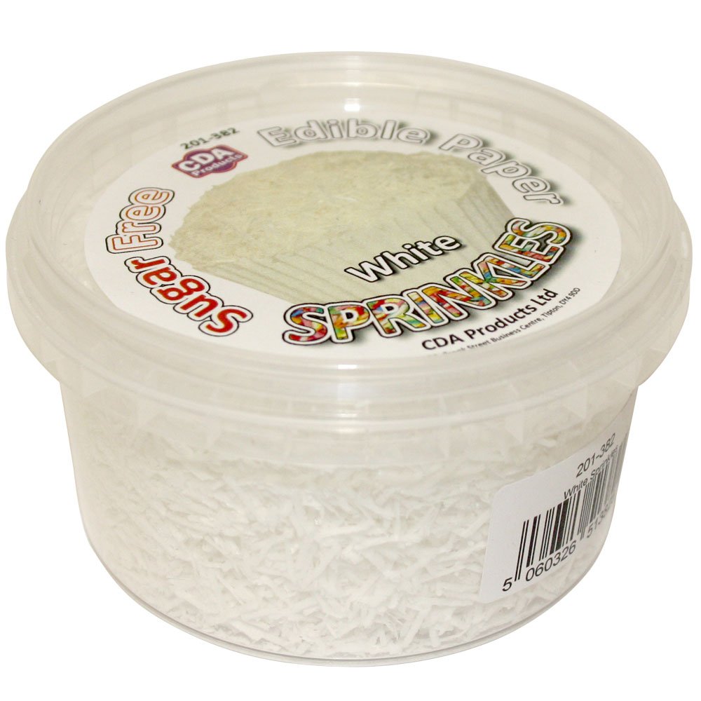 Cda Products White Sugar Free Edible Wafer Sprinkles 201-382 Size 22