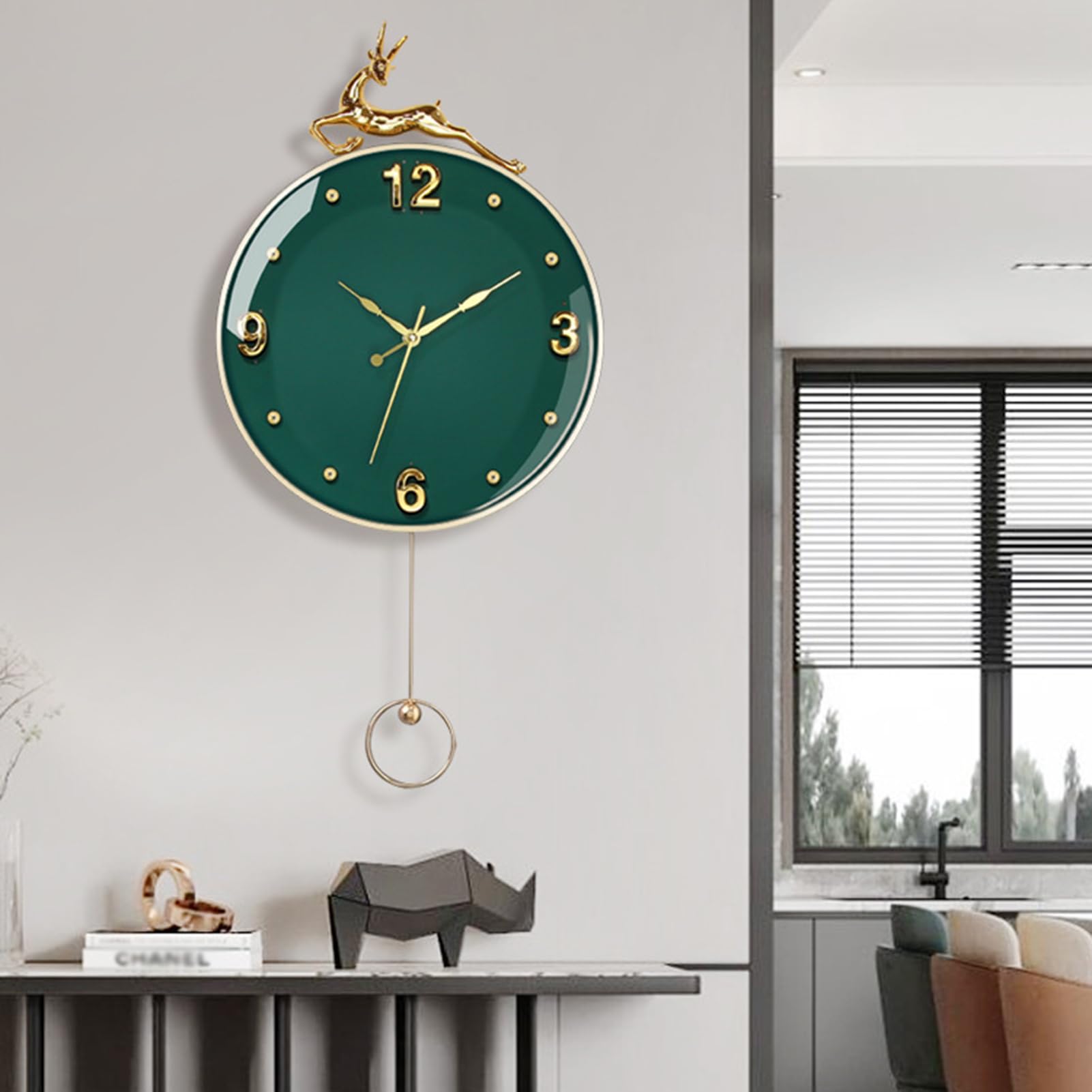 Orologio da Parete Orologio da Parete di Arte Moderna per l'arredamento del Soggiorno, Grandi Orologi da Parete Moderni, Orologio Silenzioso in Metallo Senza ticchettio con Pendolo per Regali Creati