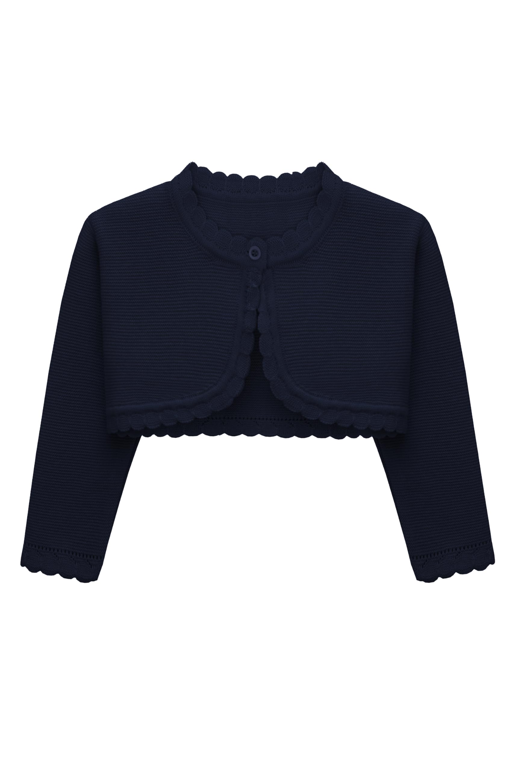 Lilax Girls' Long Sleeve Cardigan Knit Button Closure Bolero Shrug (Navy, 2-3T)