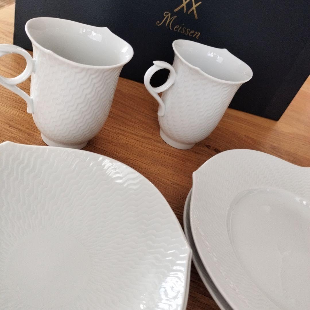 Meissen / 波の戯れ/カップ&ソーサー/2点セット/WHT Meissen 波の戯れホワイト ティーカップ&ソーサー2客 マイセン 波の