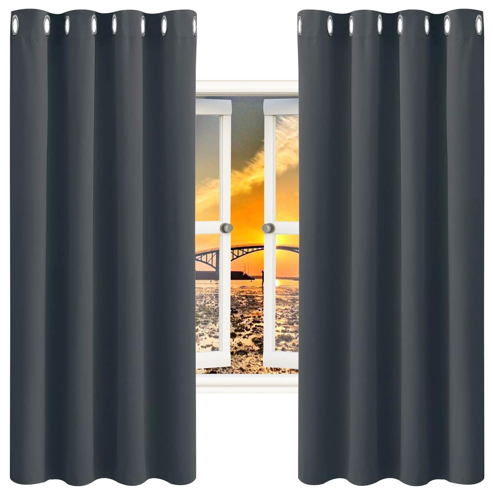 GAIFNAG 100% Blackout Curtains Bedroom 150 x 100 cm Insulated Energy Efficiency Eyelet, Multiple Size and Colour Tape Top Curtains, Blackout Eyelet Curtains for Apartment/Hotel Dorm, Dark Grey — image 1